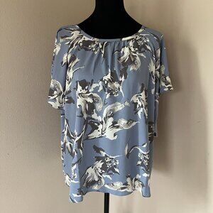 NORDSTROM RACK Gathered Crewneck Short Sleeve Top 1X Blue Grey